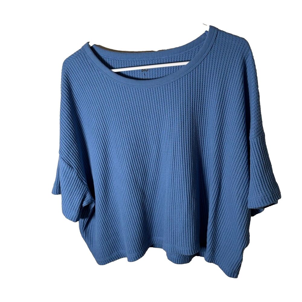 So T-Shirt Women's Large Thermal Short Sleeve Cropped Shirt Top Casual